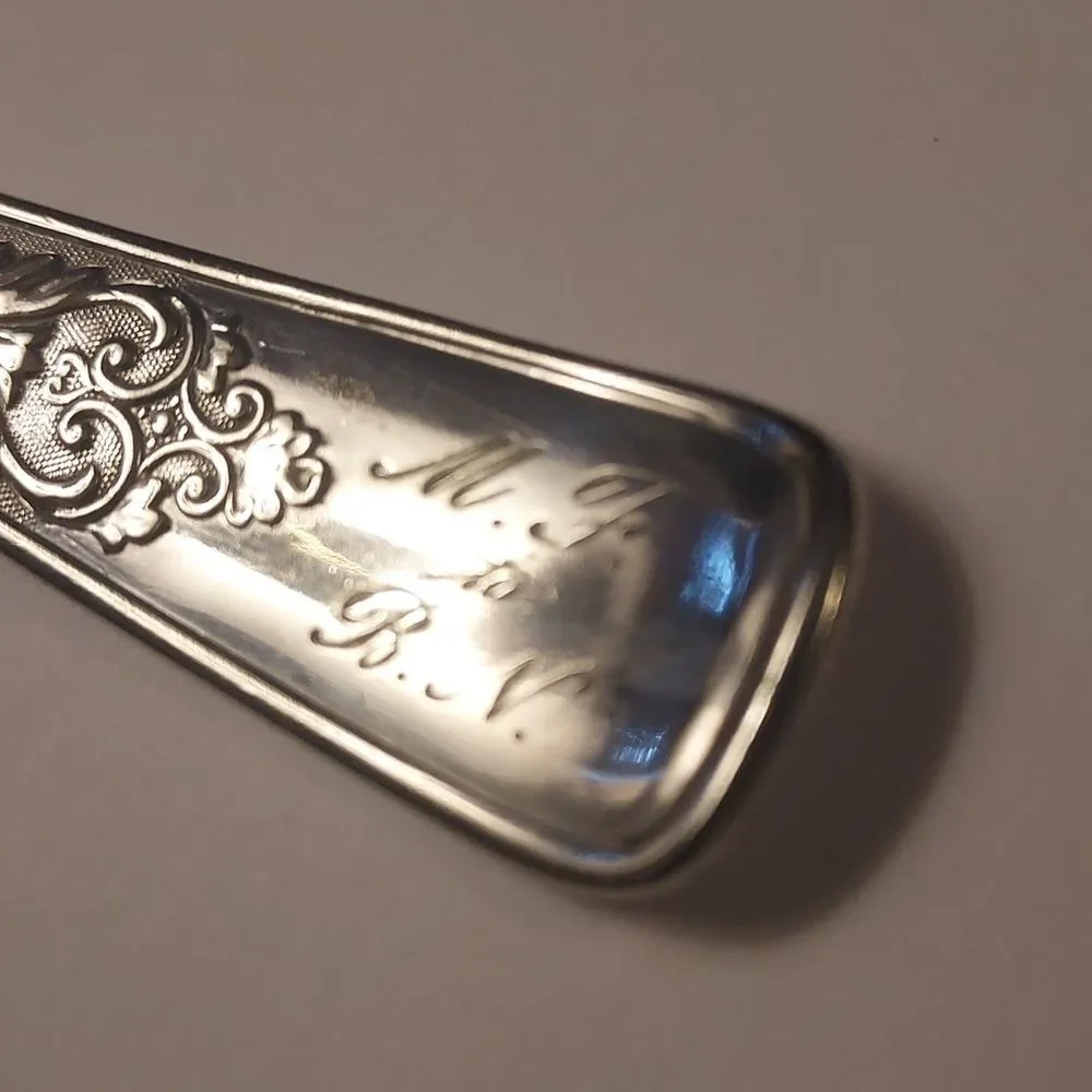 Rogers and Hamilton Antique Silver plate Sugar Spoon Scalloped Edge 6 inch